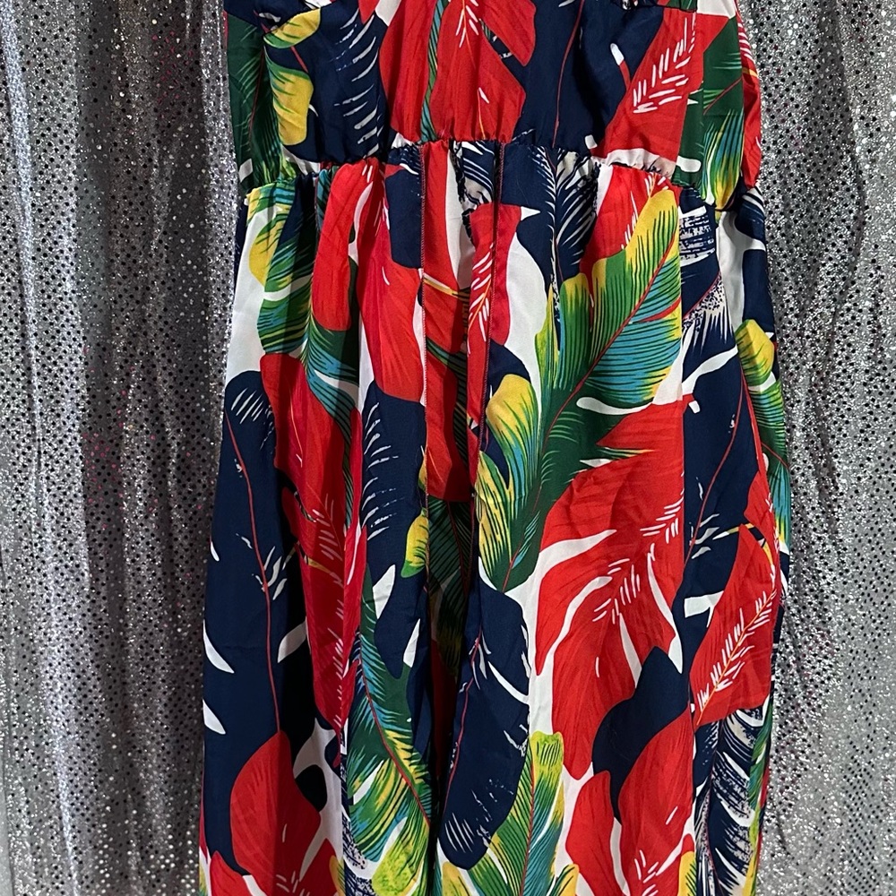 SHEIN Curve Multicolor Leaf Print Dress